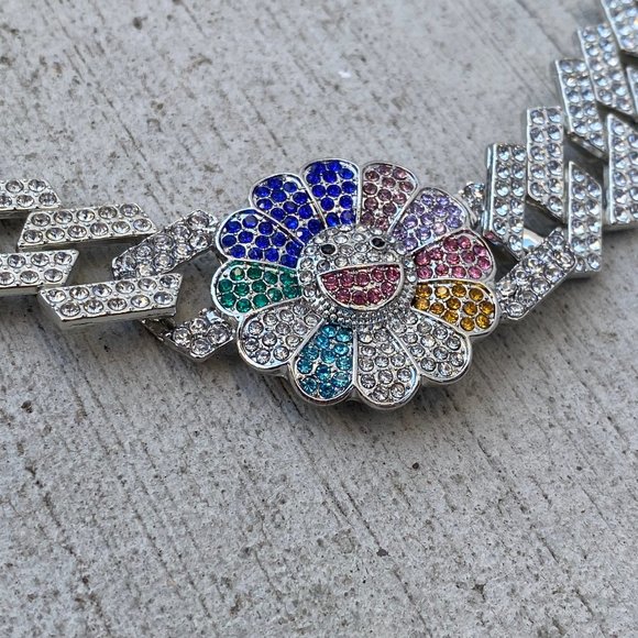 Murakami Smiley Flower Silver Choker - Picture 2 of 3